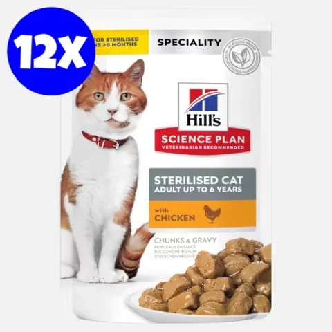 Hrana Umeda pentru Pisici Hills Science Plan Sterilised Adult Chicken 12x85g