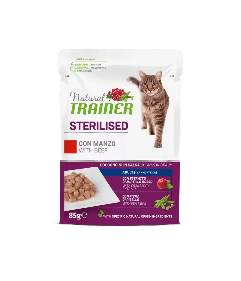 Hrana Umeda pentru Pisici Natural Trainer Vita in Sos Sterilizate 85g