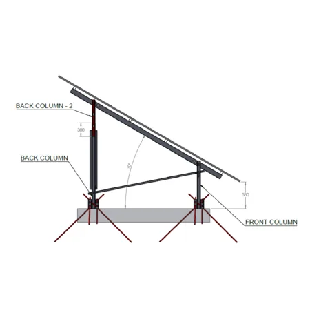 Structura de Fixare Panouri Fotovoltaice TRV 10 Panouri 2x5 Inclinare 30 Grade