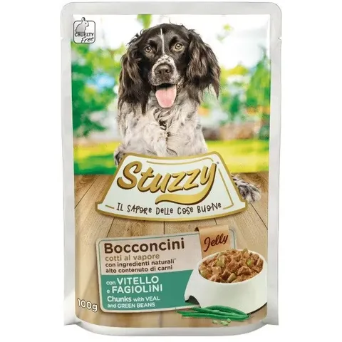 Hrana Umeda pentru Caini Stuzzy Jelly Vitel si Fasole Verde 100g