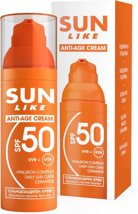 Crema de Protectie Solara pentru Fata Sun Like Anti-Age SPF50 50ml