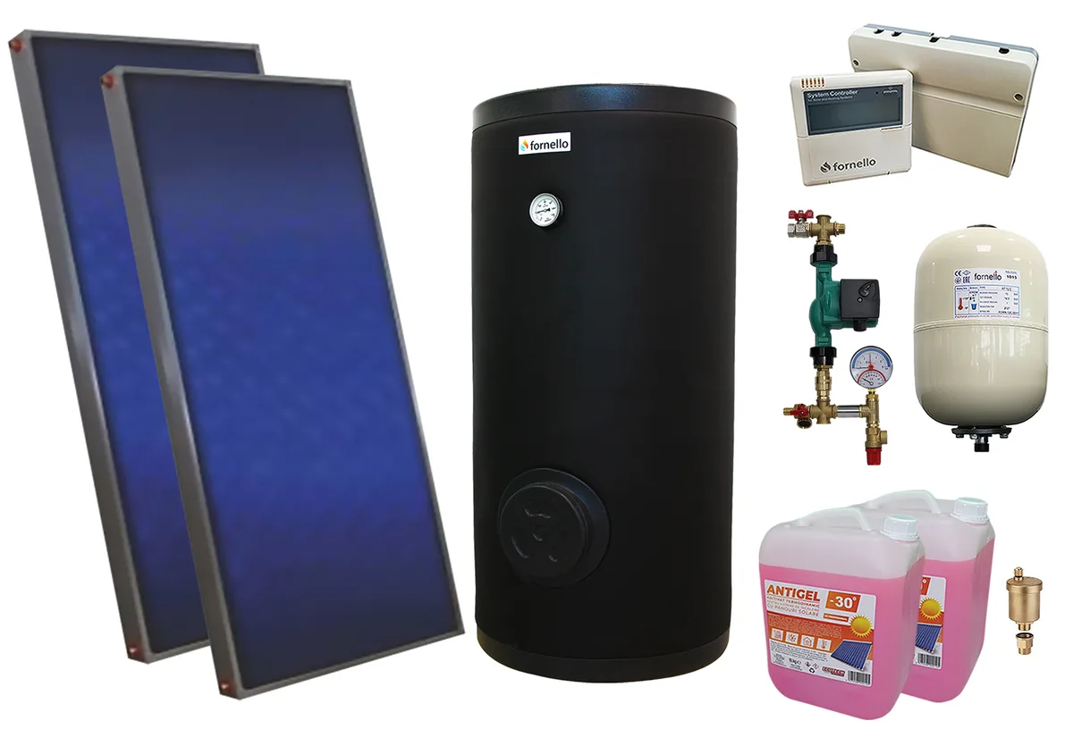 Sunsystem PK SL FP 2.0 2 Panouri Solare Boiler Fornello SOL 200LT 2S Sistem Solar