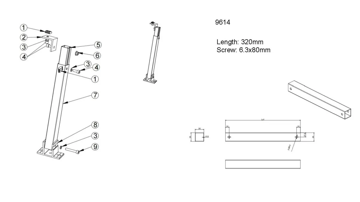 Suport Inclinare Panouri Solare Optonica Montaj Spate 15-30 Grade 320mm - imagine 2
