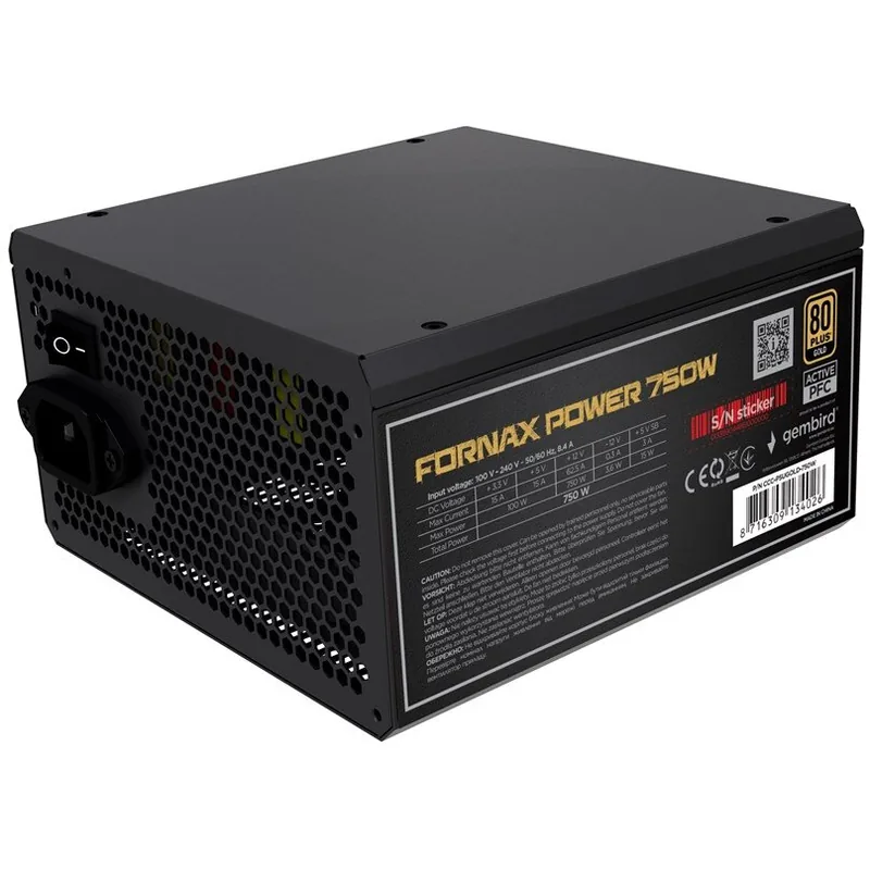 Sursa Gembird 750W 80 Plus Bronze Negru