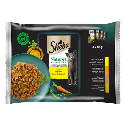 Hrana Umeda pentru Pisici Sheba Nature's Collection Pui Curcan Rata Pasare 4x85g
