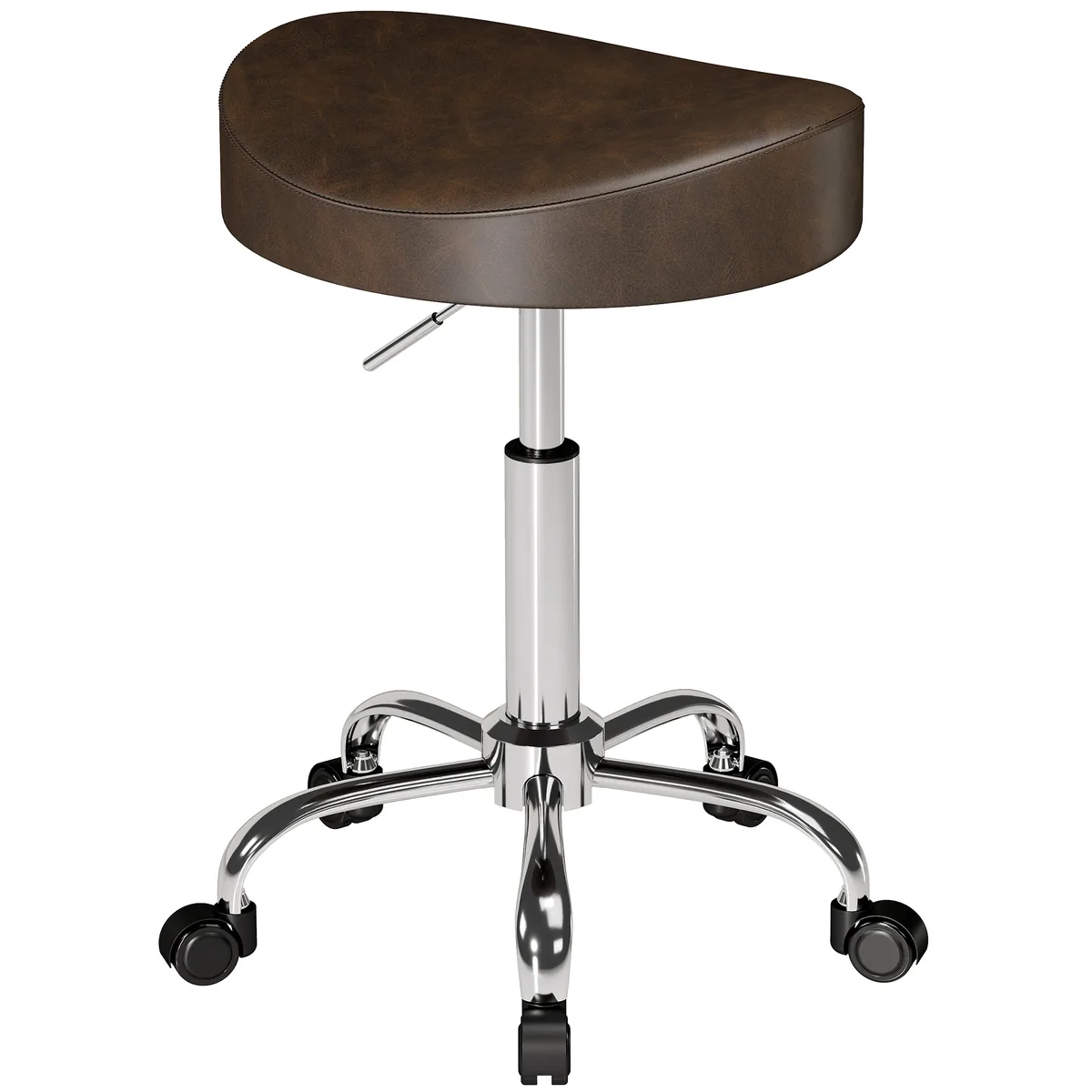Taburet Salon HOMCOM Inaltime Reglabila 51-66cm Sezut Captusit Rotativ 360 Maro