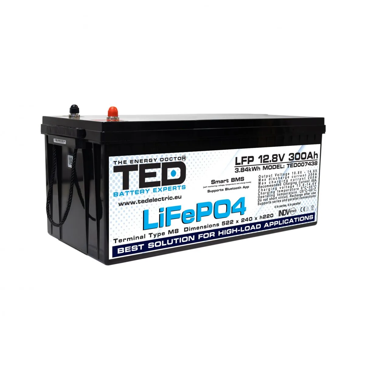 TED Electric TED007438 12.8V 300Ah LiFePO4