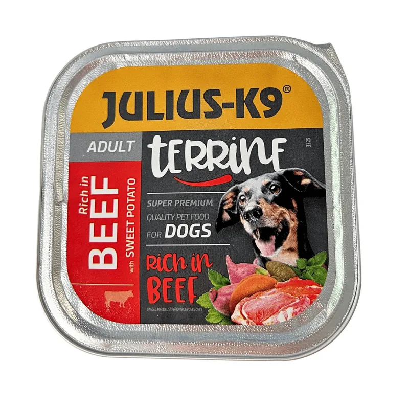 Terina pentru Caini Julius K9 Vita si Cartofi Dulci 150g