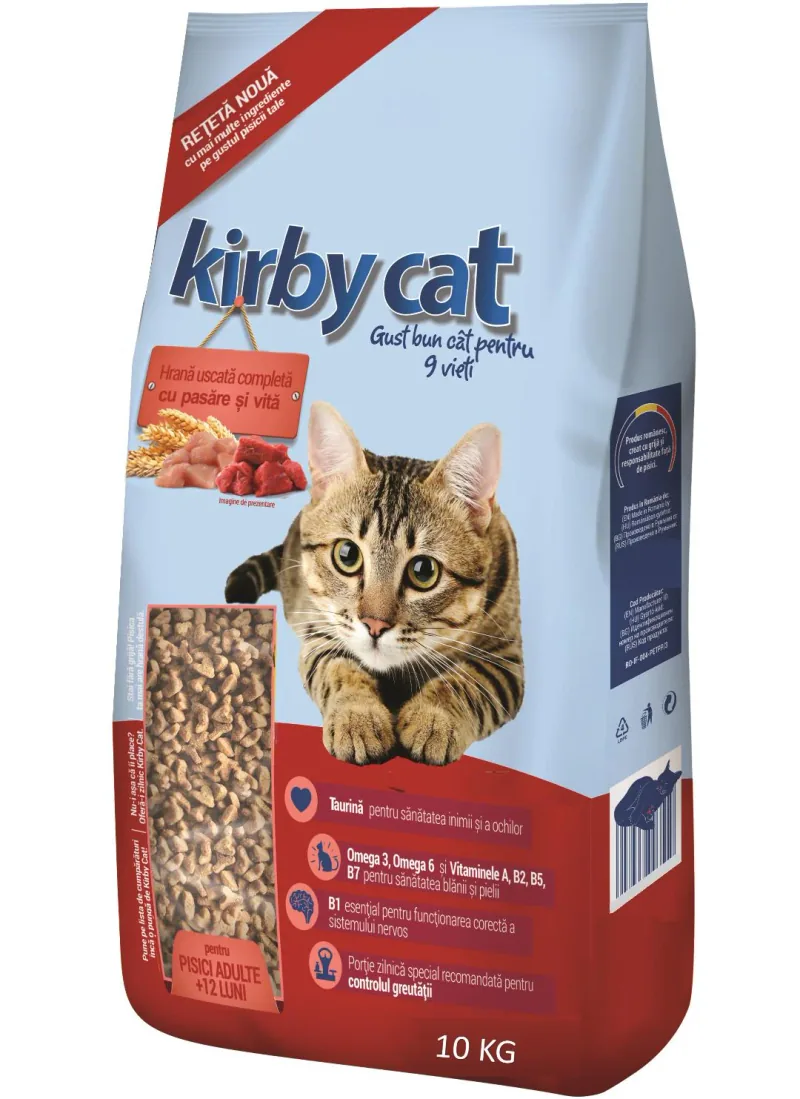 Hrana Uscata Pisici Kirby Cat Pasare si Vita 10kg