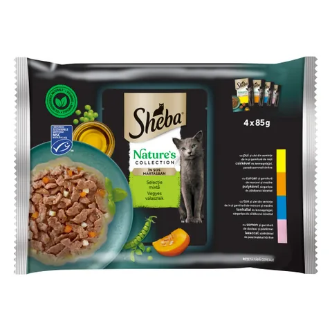 Hrana Umeda pentru Pisici Sheba Nature Mix in Sos 4x85g