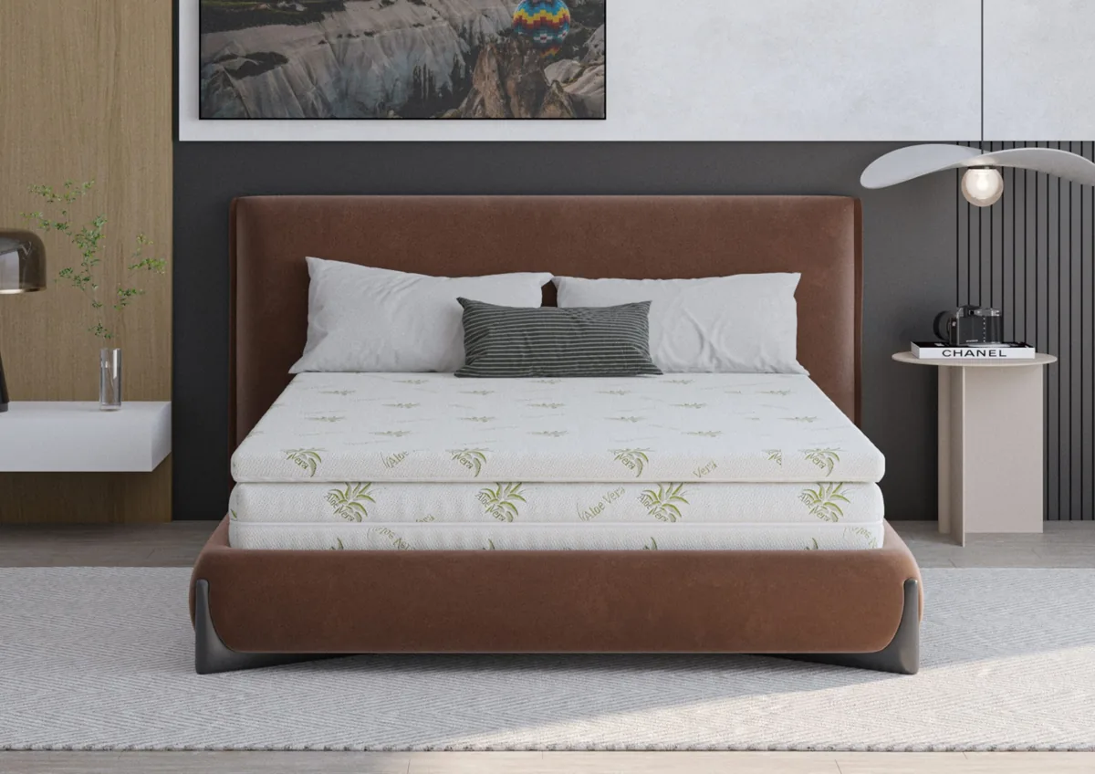 Topper Somnart Aloe Vera 120x200x4 cm Husa Detasabila si Lavabila Fermitate Medie - imagine 3