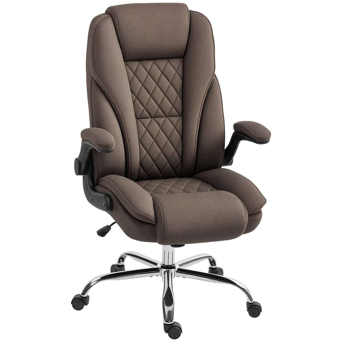 Scaun de Birou HOMCOM Ergonomic Inaltime Reglabila Brate Rabatabile 70x70x114-122cm Maro