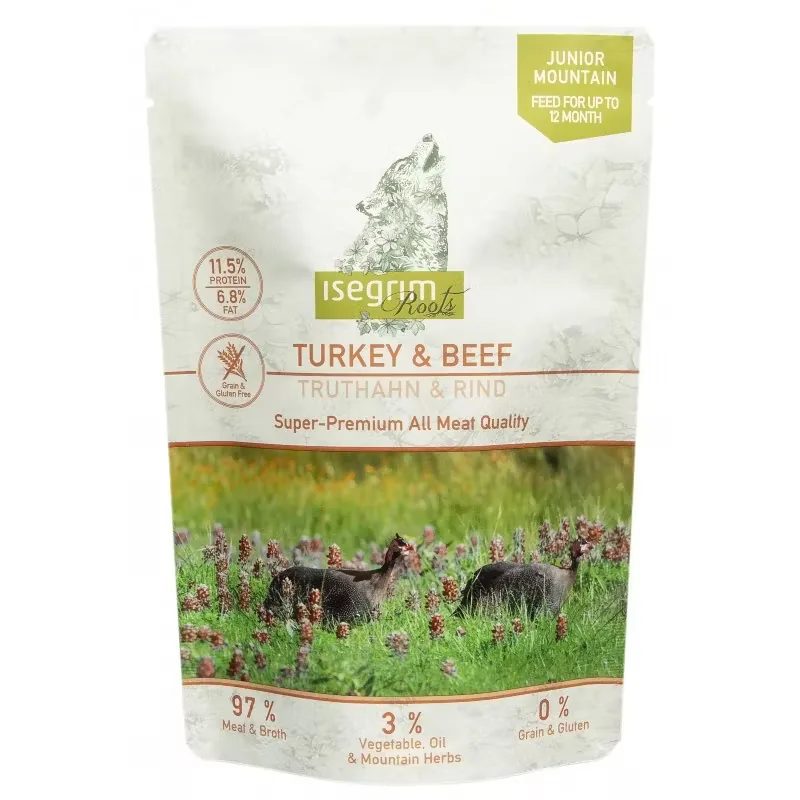 Hrana Umeda pentru Câini Isegrim Dog Junior Turkey & Beef 410g Pouch