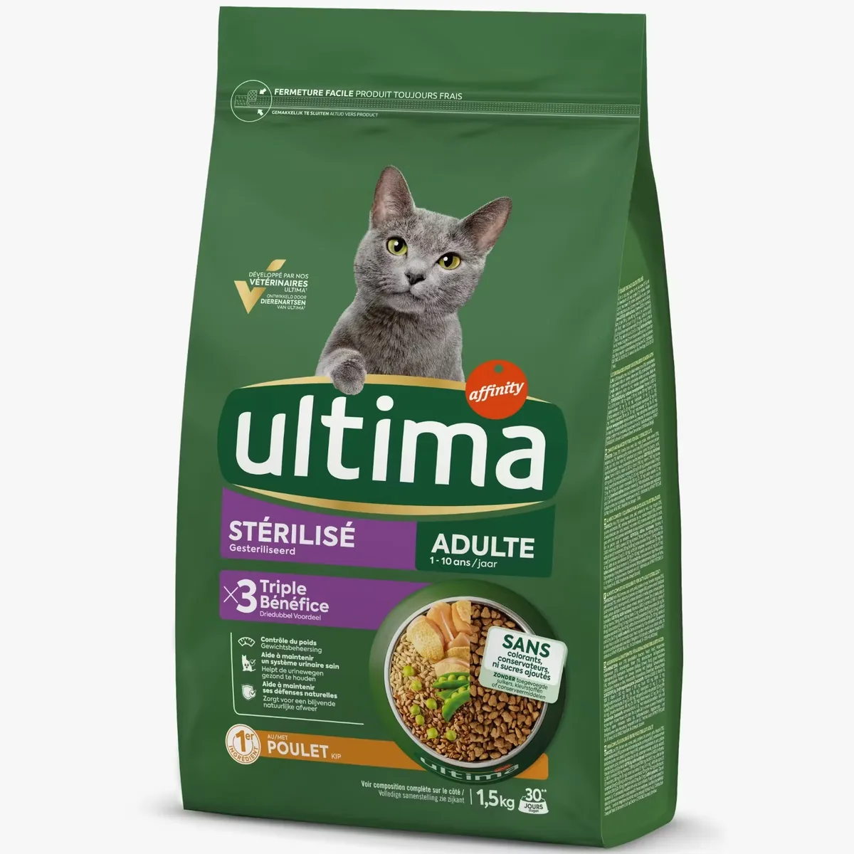 Hrana Uscata pentru Pisici Ultima Cat Adult Sterilizat Pui 1.5kg