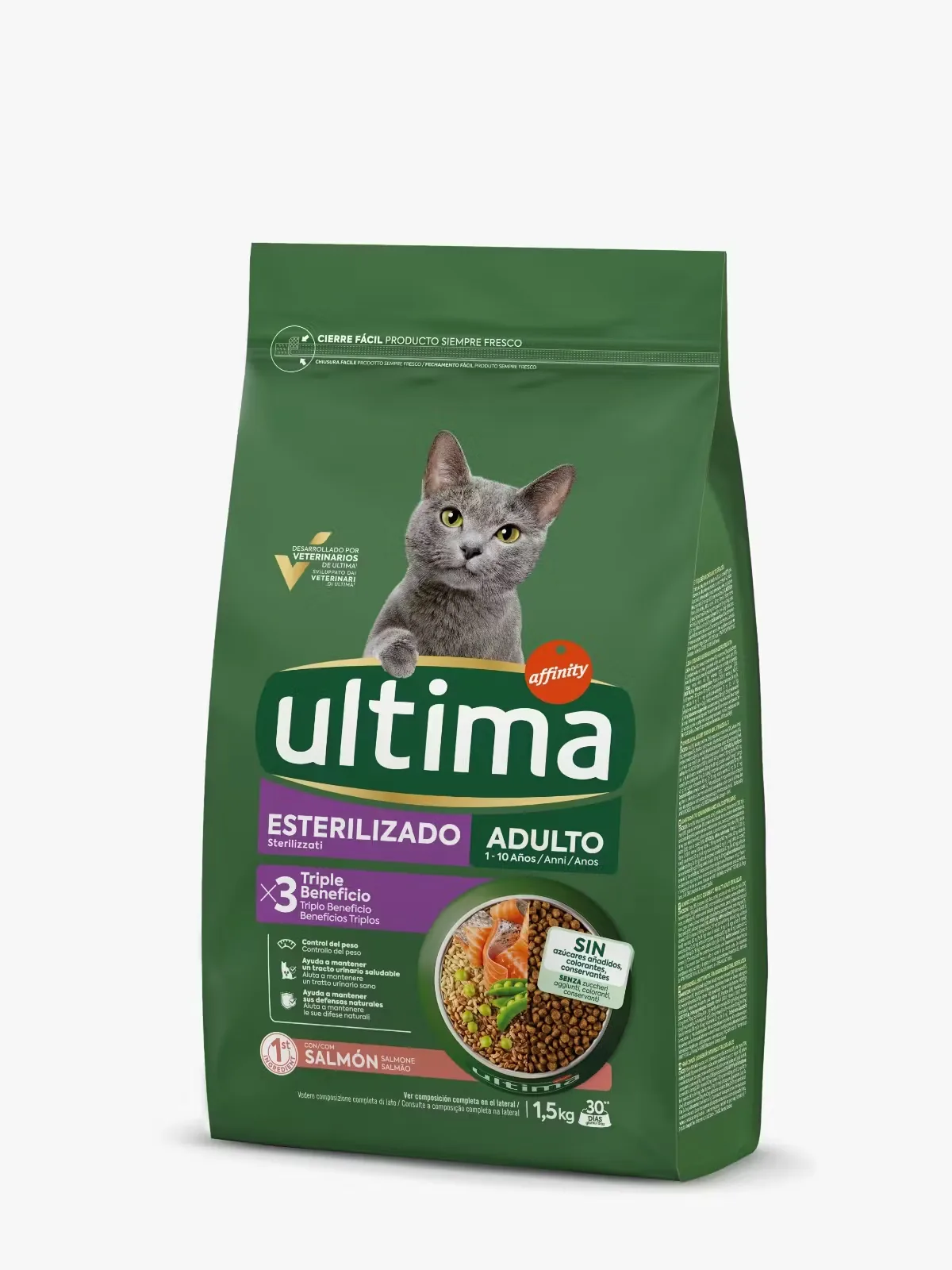 Hrana Uscata pentru Pisici Ultima Cat Adult Sterilizat Somon 1.5kg