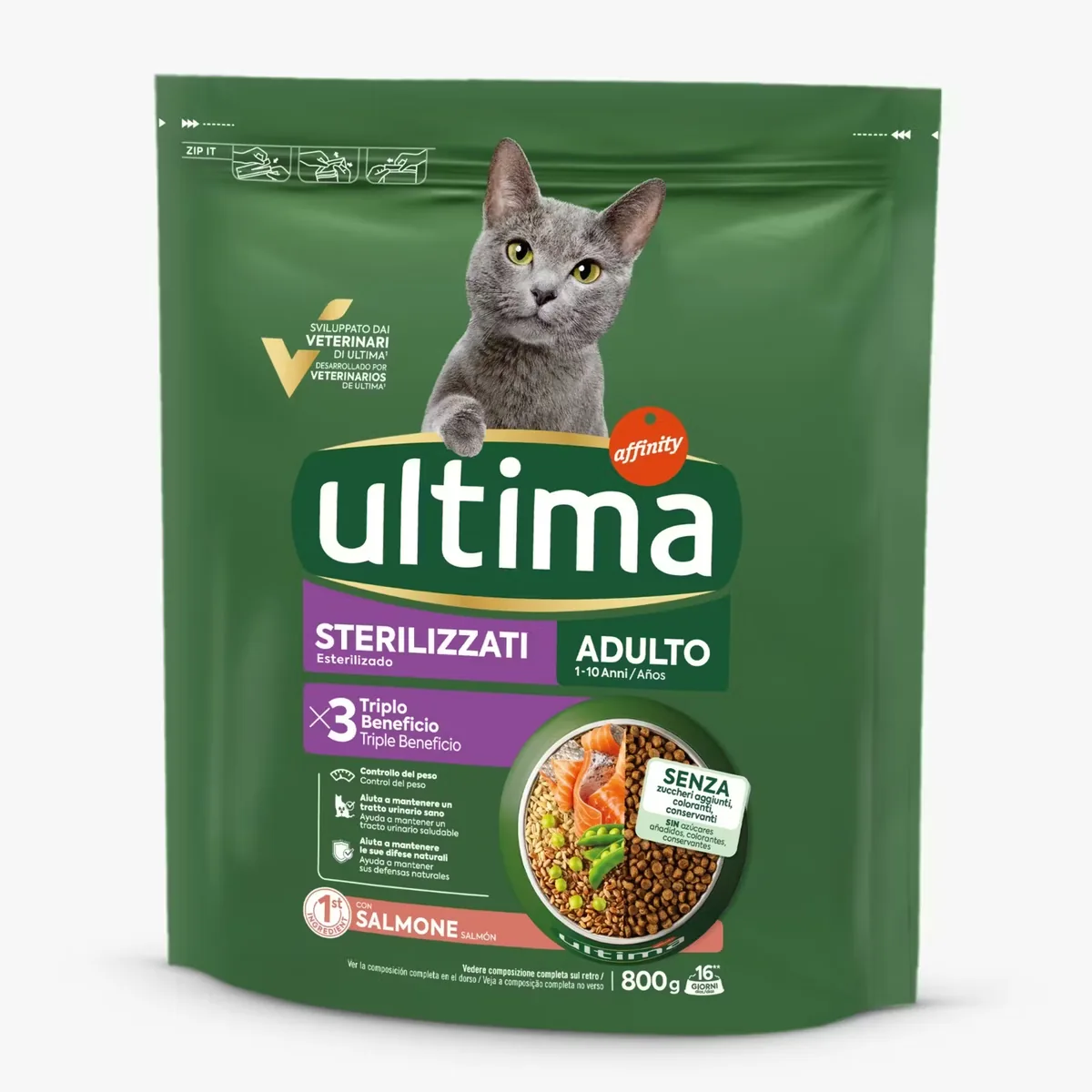 Hrana Uscata Pisici Ultima Cat Adult Sterilizat Somon 800g