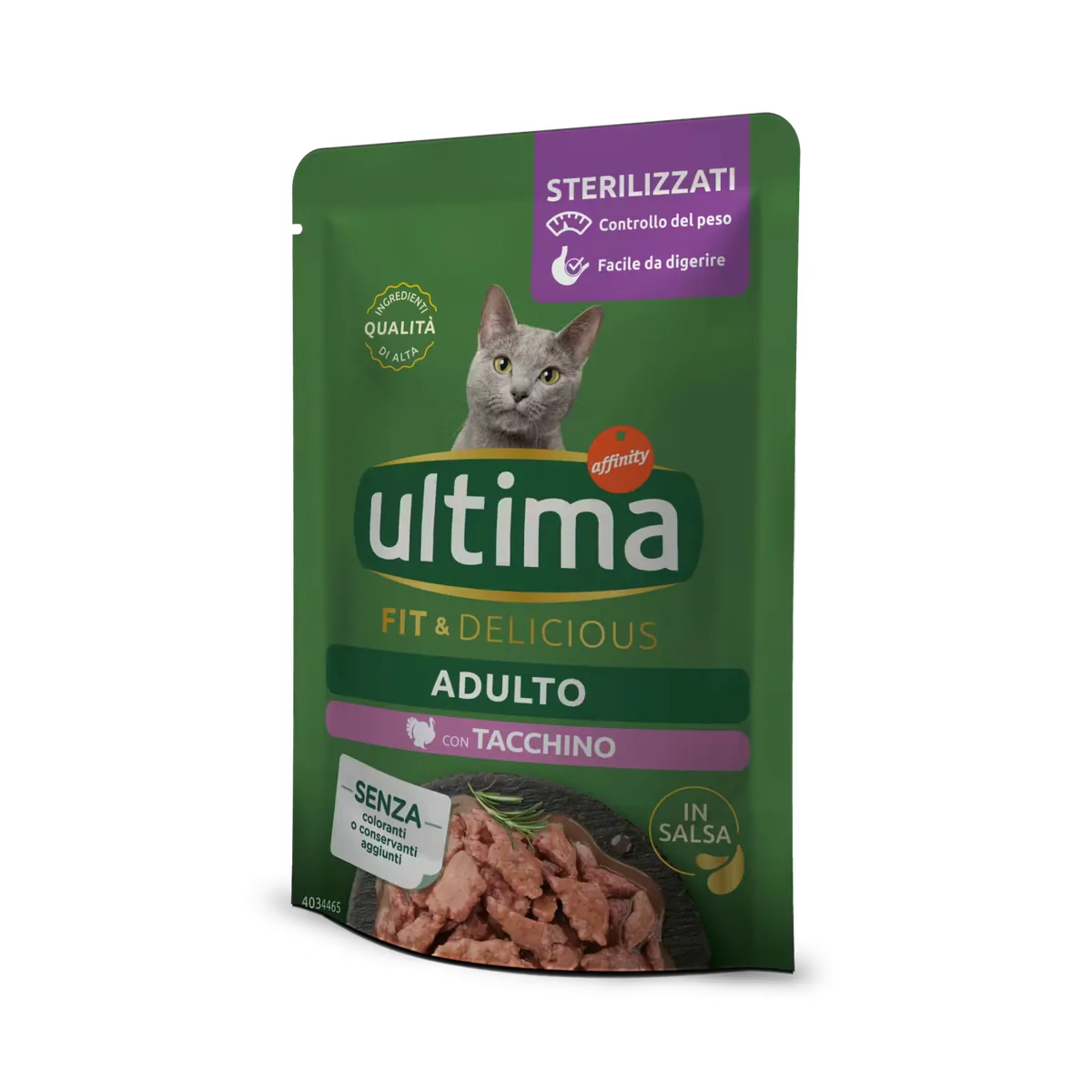 Hrana Umeda pentru Pisici Ultima Cat Adult Sterilizat Fit & Delicious Curcan 85g