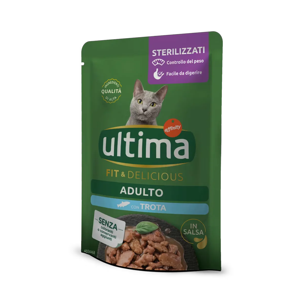 Hrana Umeda Pisici Ultima Cat Adult Sterilizat Fit & Delicious Pastrav 85g