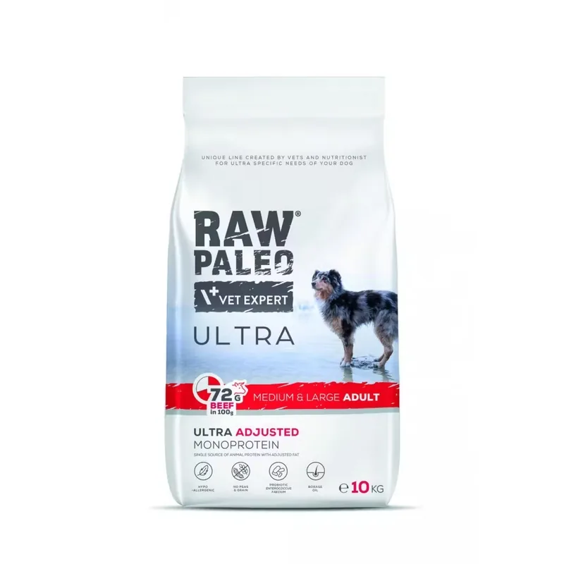 Hrana Uscata pentru Caini Raw Paleo Ultra Beef Adult Rase Medii si Mari 10kg