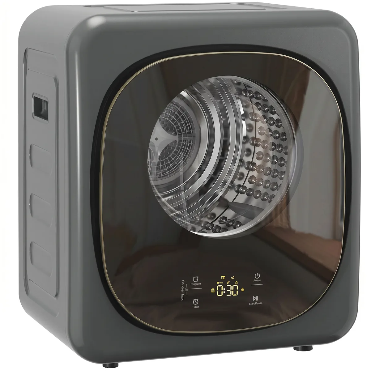 Uscător de Rufe Electric HOMCOM 4kg 5 Moduri Timer Gri Negru