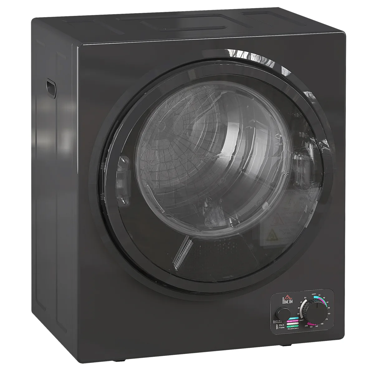 Uscător de Rufe Electric Portabil HOMCOM 33L 850W 4 Moduri Inox Negru
