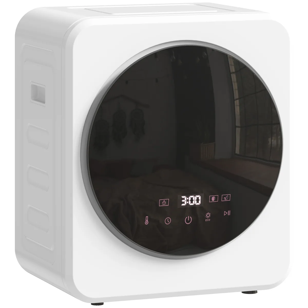 Uscător de Rufe Homcom 4kg Cu Evacuare Compact Anti-Cute Alb