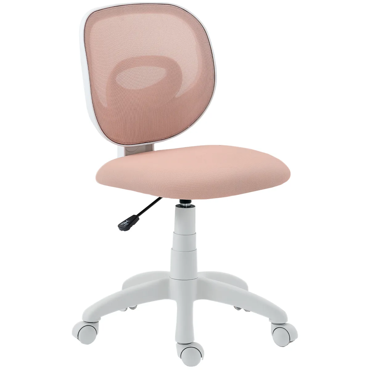 Scaun de Birou HOMCOM Ergonomic Material Plasă Respirabil Fără Brațe Roz