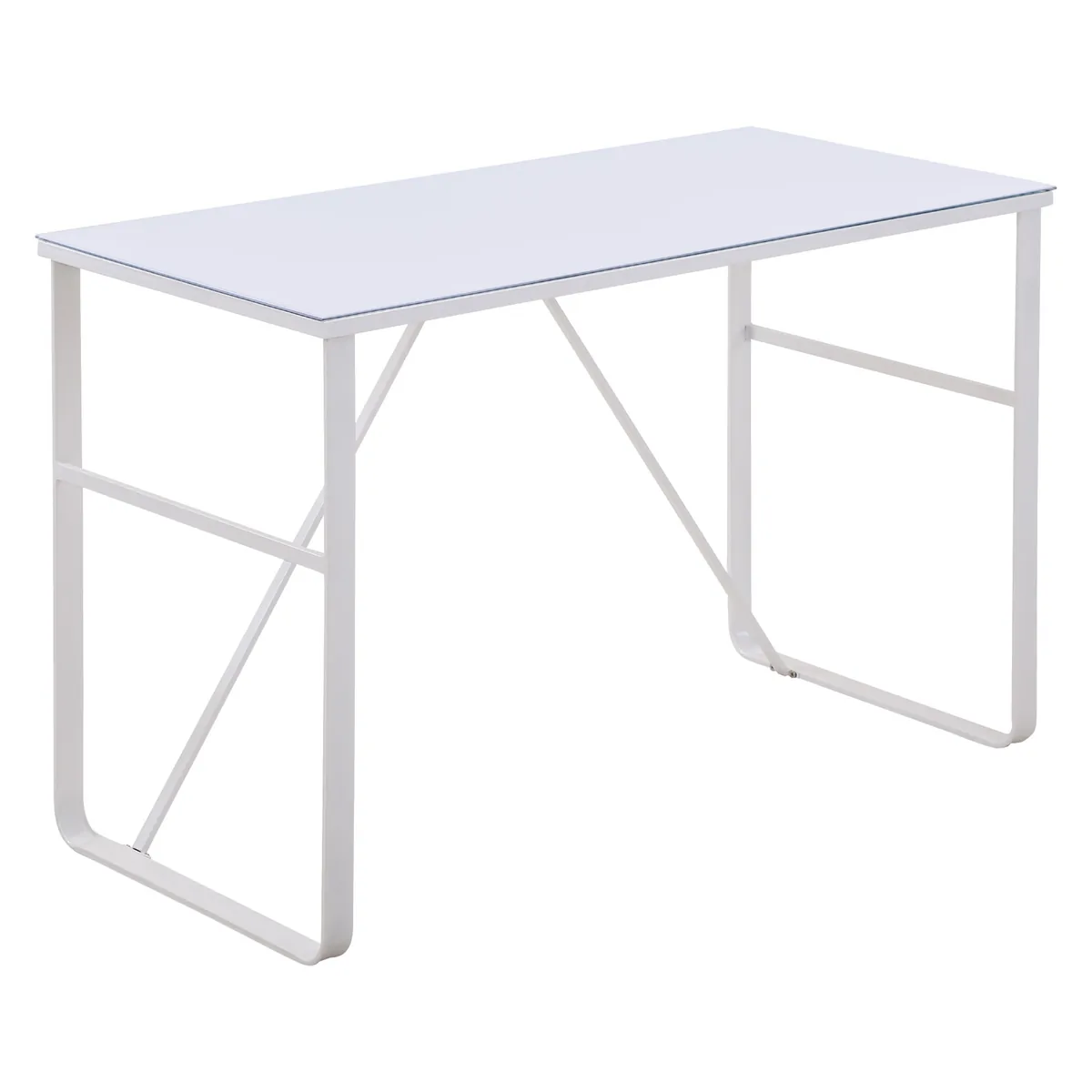 Birou pentru Calculator Homcom Modern Metal Alb Sticla Securizata 120x60x74.5cm