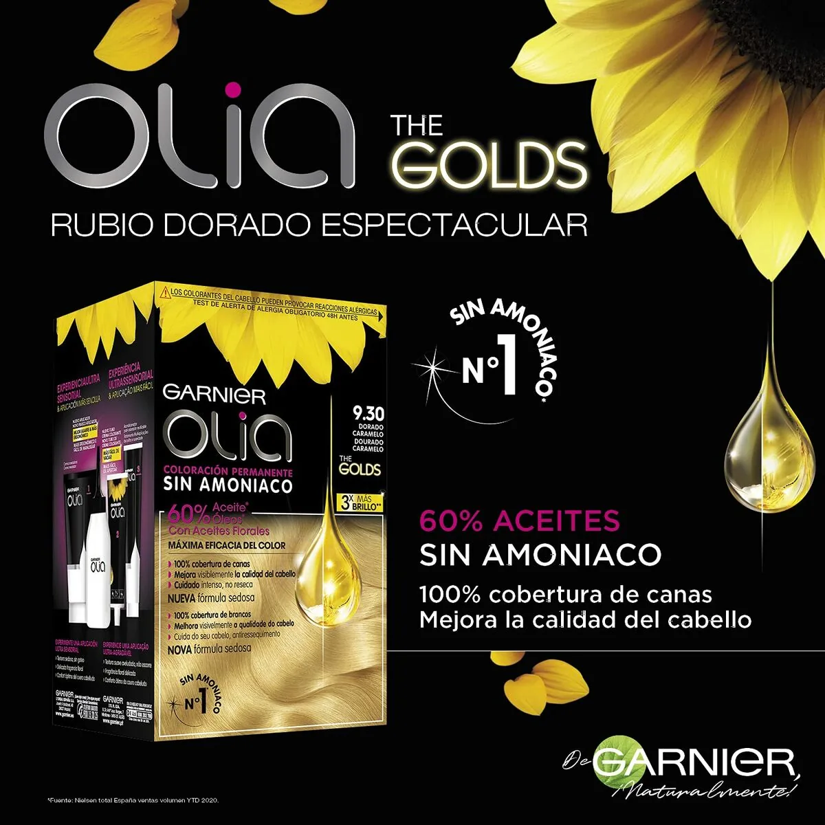 Vopsea de Păr Garnier Olia 9.30 Dorado Caramelo 54ml - imagine 2