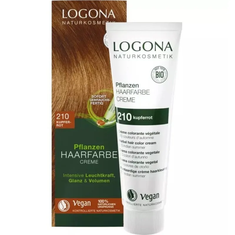Vopsea de Par Logona Crema Bio 150ml Rosu Cupru 210