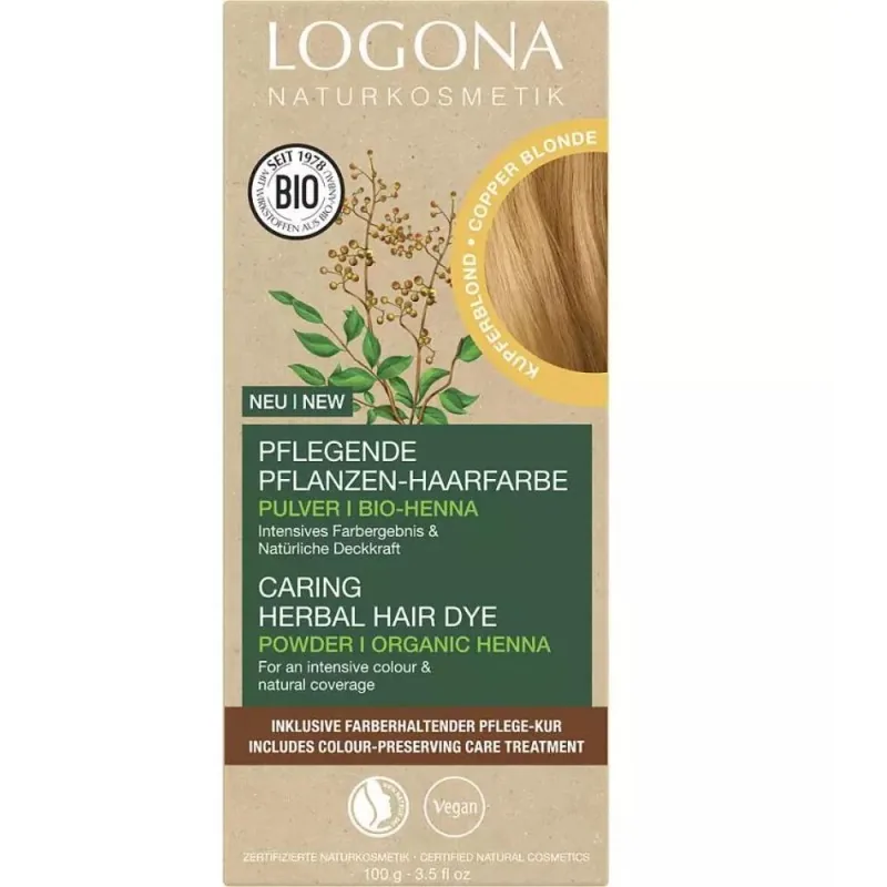 Vopsea de Par Logona Pulbere Bio Blond Cupru 100g