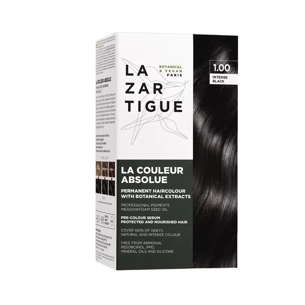 Vopsea de Par Permanenta Lazartigue La Couleur Absolue 1.00 Intense Black 143ml