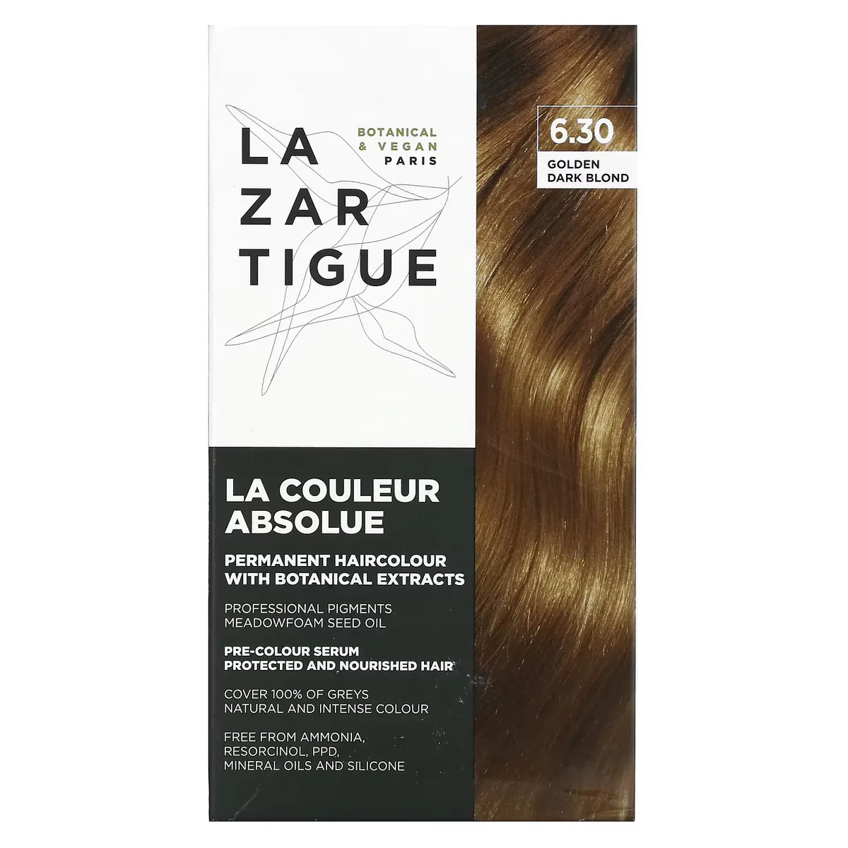 Vopsea de Păr Permanentă Lazartigue La Couleur Absolue 143ml 6.30 Golden Dark Blond