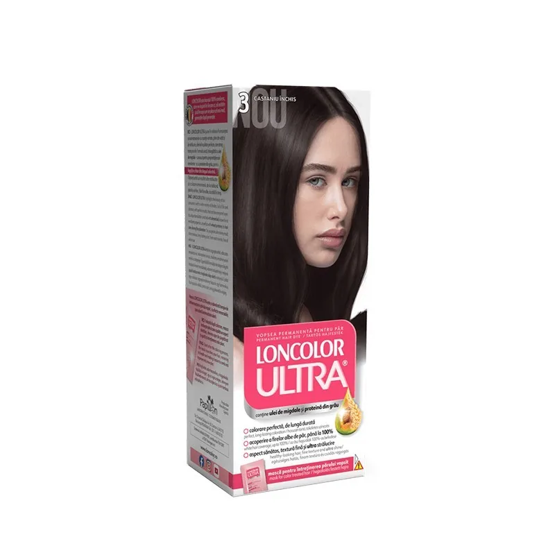 Vopsea de Par Permanenta Loncolor Ultra 3 Castaniu Inchis 100ml