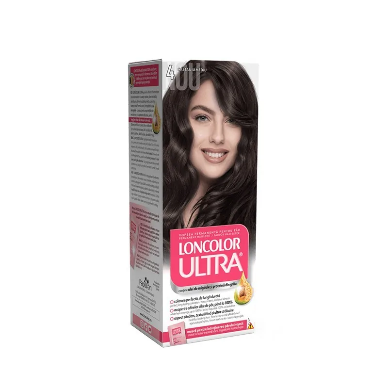 Vopsea de Par Permanenta Loncolor Ultra 4 Castaniu Mediu 100ml