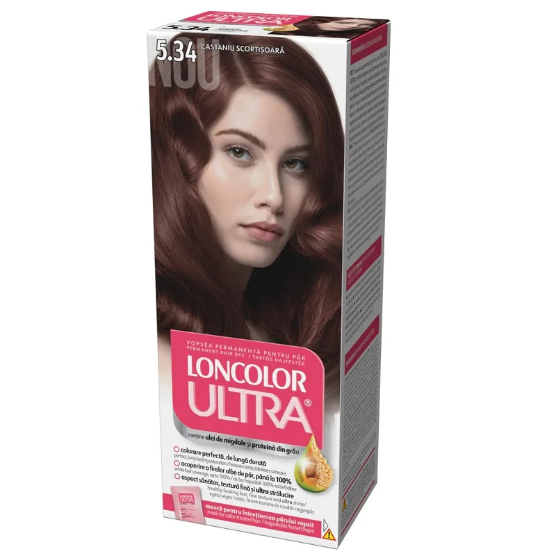 Vopsea de Par Permanenta Loncolor Ultra 5.34 Castaniu Scortisoara 100ml