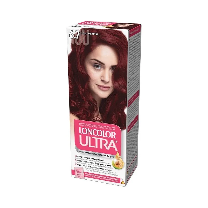 Vopsea de Par Permanenta Loncolor Ultra 6.7 Rosu Pasional 100ml