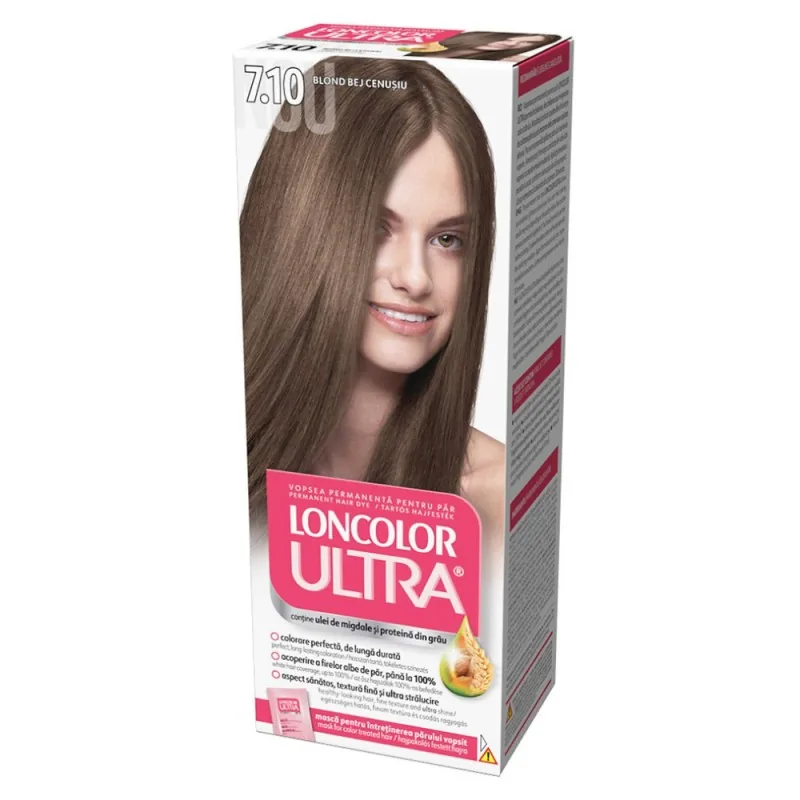 Vopsea de Par Permanenta Loncolor Ultra 7.10 Blond Bej Cenusiu 100ml