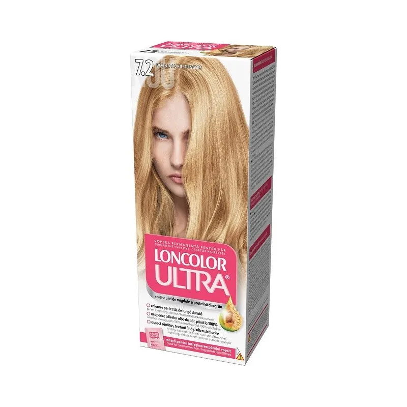 Vopsea de Par Permanenta Loncolor Ultra 7.2 Blond Auriu Deschis 100ml