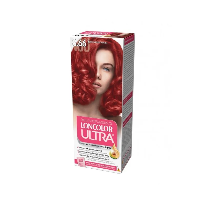 Vopsea de Par Permanenta Loncolor Ultra 8.66 Rosu Intens Deschis 100ml
