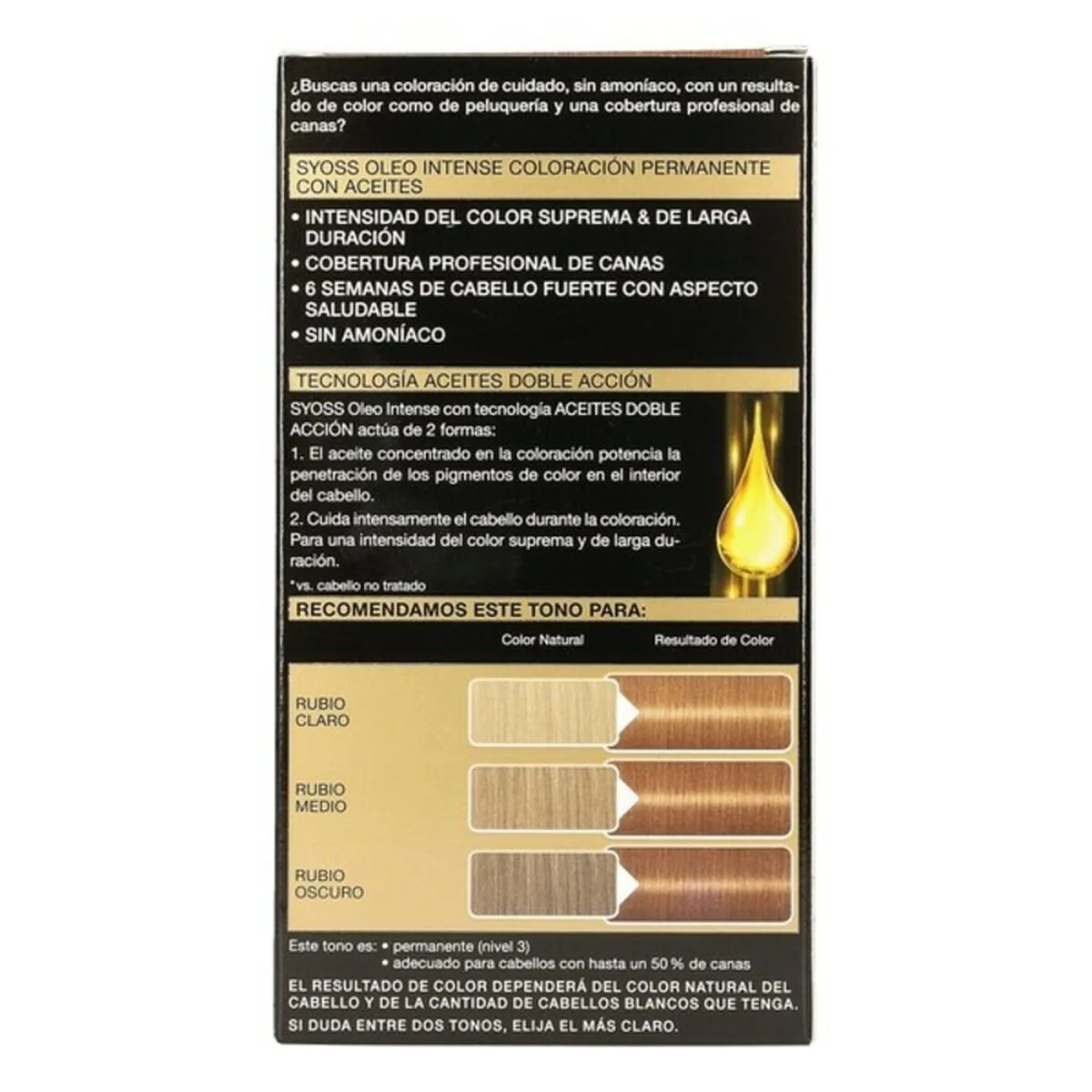 Vopsea de Par Permanenta Syoss Olio Intense Blond Miere 8.60 - imagine 3