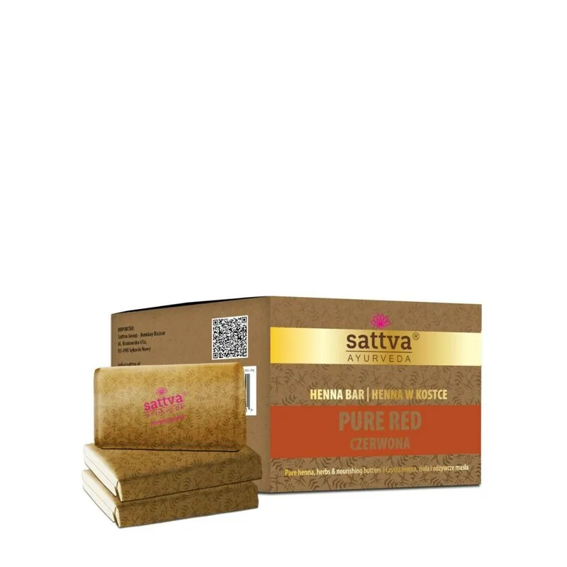 Vopsea de Par Sattva Ayurveda Henna Rosu Pur cu Unt de Shea si Uleiuri 3x80g