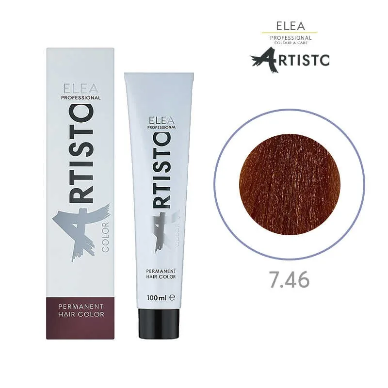 Vopsea Permanenta de Par Elea Professional Artisto Color 7/46 Castaniu Cupru Rosu