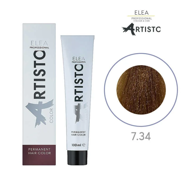 Vopsea Permanenta Elea Professional Artisto 7/34 Castaniu Auriu Cupru 100ml
