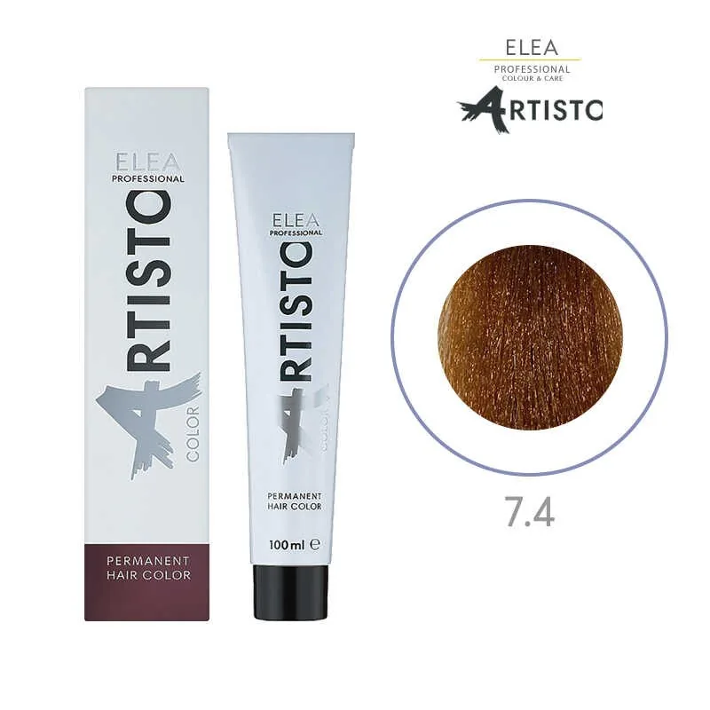 Vopsea Permanenta Elea Professional Artisto Color 7/4 Castaniu Cupru 100ml