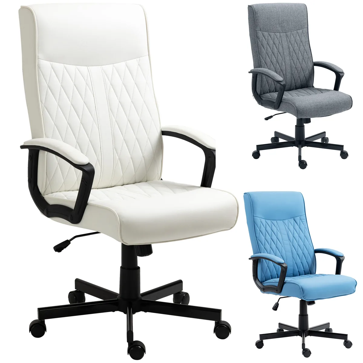 Scaun de Birou Vinsetto Spătar Înalt Înălțime Ajustabilă Înclinare 65x65cm Crem