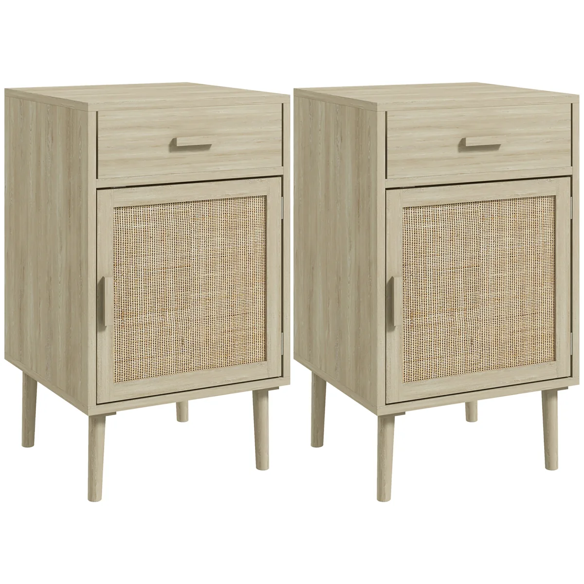 Set de 2 Noptiere HOMCOM Ratan cu Sertar