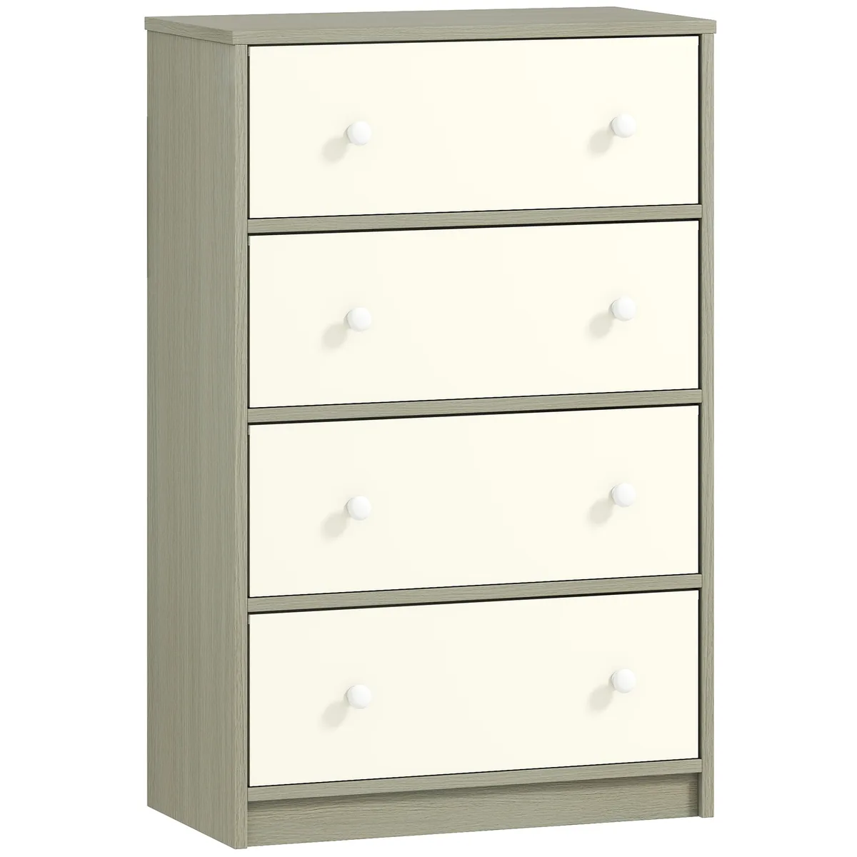 Comodă HOMCOM Modernă cu 4 Sertare Pliabile 58x30x91 cm Alb și Gri