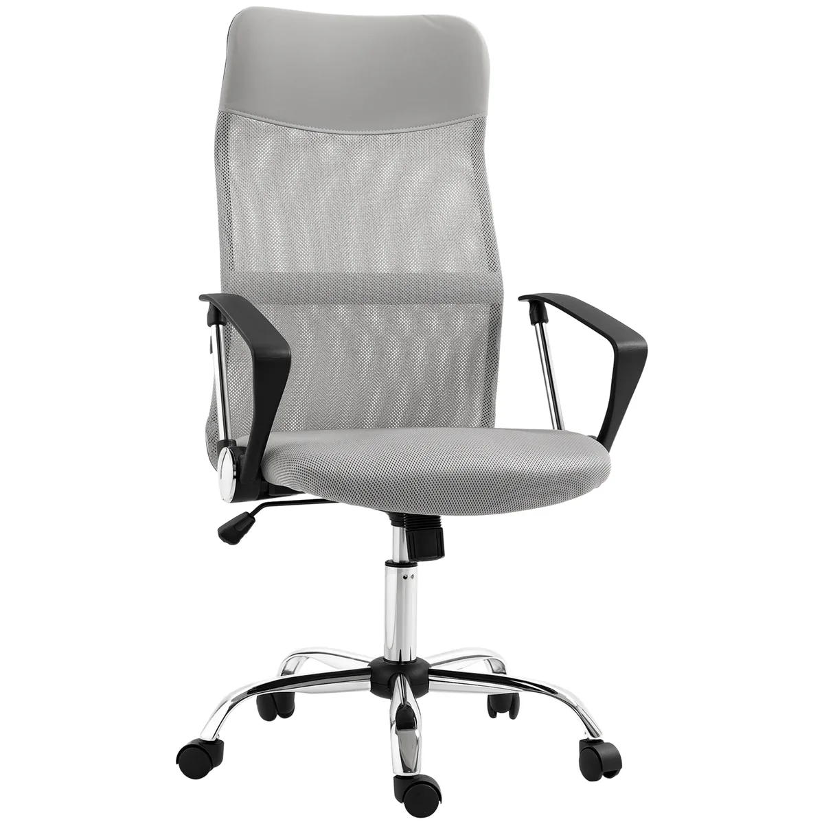 Scaun Birou HOMCOM Ergonomic Reglabil Spatar Plasa Gri Deschis