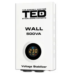 Stabilizator de Retea TED Electric AVR Wall 500VA 300W LCD 2 Iesiri Schuko